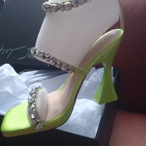 Bright Citron Rhinestone Shoes Sz 6.5 New! Perfect & Sexy '26!!